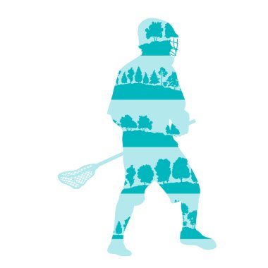 Lakros oyuncu oyun vektör arka plan illüstrasyon kavramı m