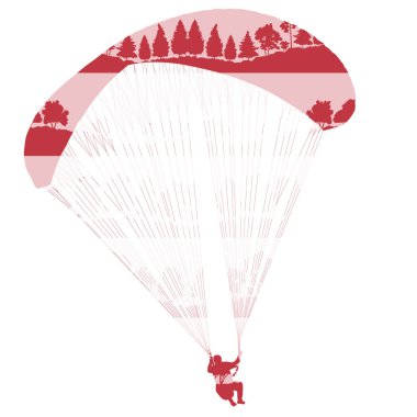 Orman ağaçları fragme yapılan Yamaçparaşütü vektör arka plan kavramı