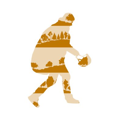 Orman ağaçları fragme yapılan Yamaçparaşütü vektör arka plan kavramı