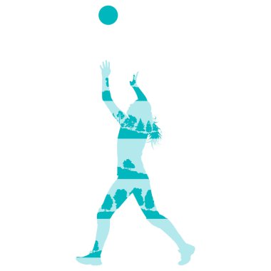 Orman yapılan voleybol kadın oyuncu vektör arka plan kavramı