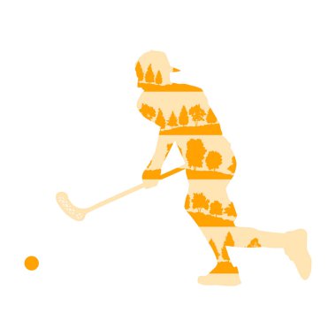 Floorball oyuncu adam vektör arka plan illüstrasyon kavramı yapılan