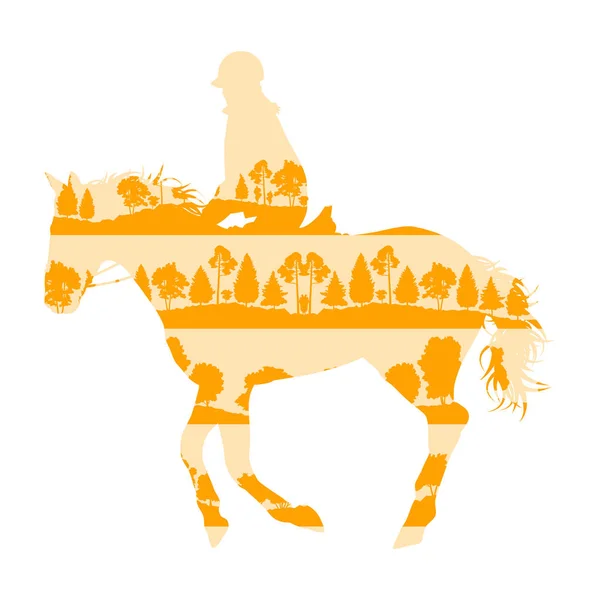 Концепция векторного фона для всадников и лошадей — стоковый вектор