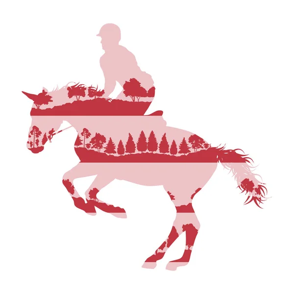 Cavaleiro e cavalo equestre conceito de fundo vetor esporte feito —  Vetores de Stock