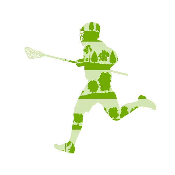 Lacrosse player in game vector background illustration concept m — Stock Vector