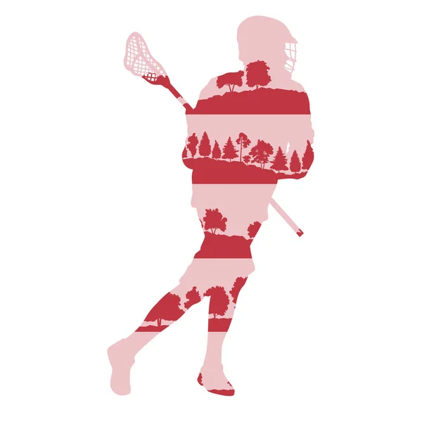 Jogador de lacrosse em jogo vetor fundo ilustração conceito m —  Vetores de Stock