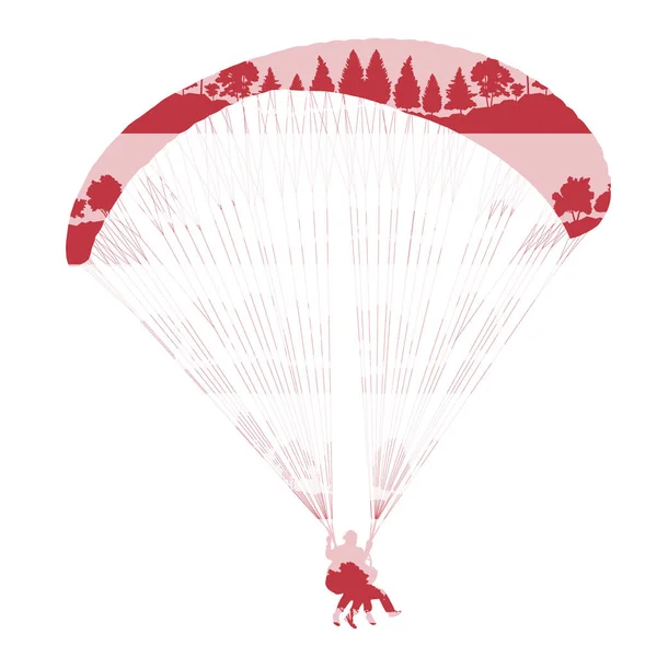 Paraglider vector achtergrond concept gemaakt van bos bomen fragme — Stockvector