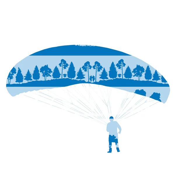 Paraglider vector achtergrond concept gemaakt van bos bomen fragme — Stockvector