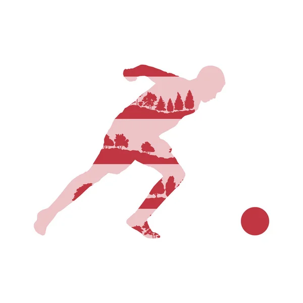 Fútbol jugador de fútbol en acción vector fondo ilustración — Vector de stock