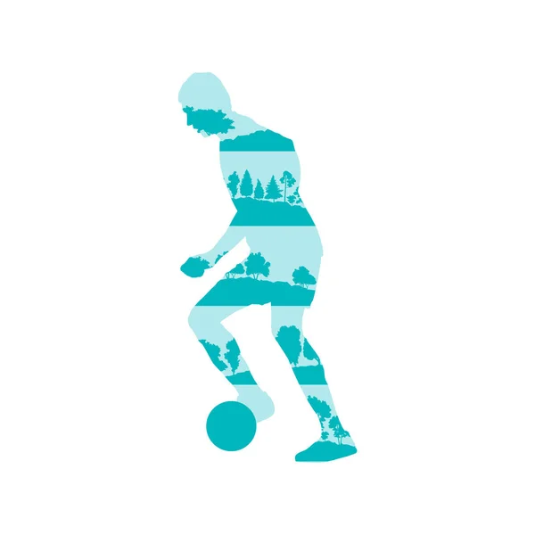 Soccer voetballer in actie vectorillustratie achtergrond — Stockvector