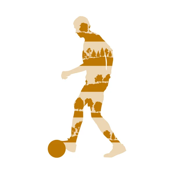 Soccer voetballer in actie vectorillustratie achtergrond — Stockvector