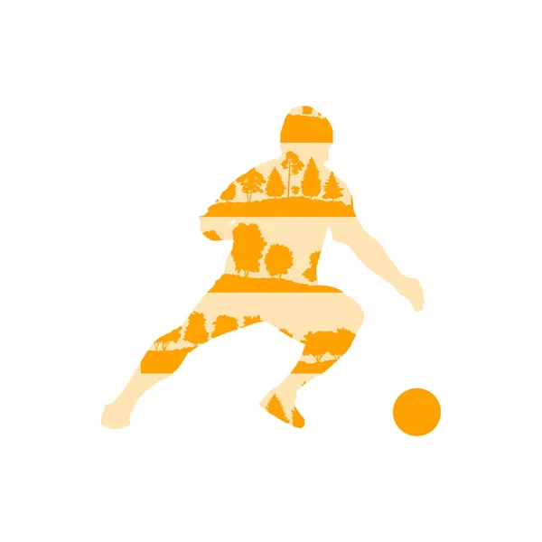 Fútbol jugador de fútbol en acción vector fondo ilustración — Vector de stock