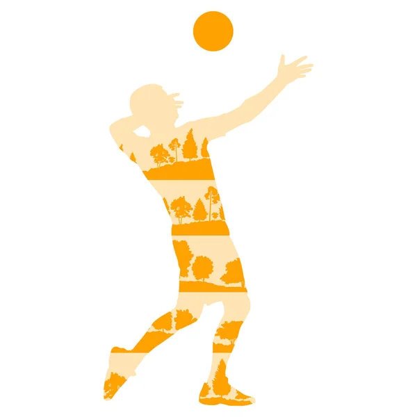 Volleyball player man in action vector background concept made o — Stock Vector