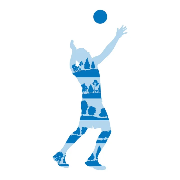 Voleibol jugador hombre en acción vector fondo concepto hecho o — Vector de stock