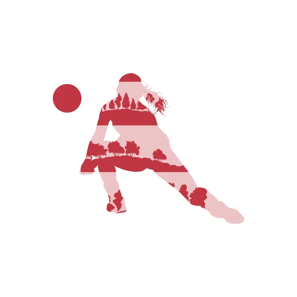 森の作ったバレーボール女性プレーヤー ベクトルの背景概念 — ストックベクタ
