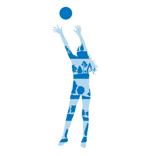 排球女子球员矢量背景概念作出的森林 — 图库矢量图片