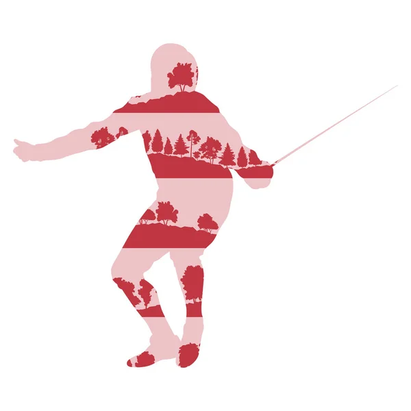 击剑运动员男子矢量背景海报图概念 — 图库矢量图片