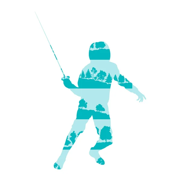Fencing player man vector background poster illustration concept — Stock Vector