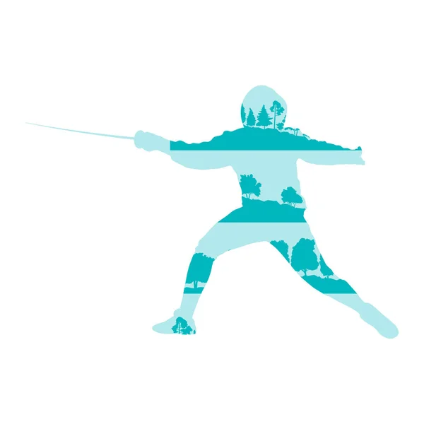 Фехтування гравець людина векторний фон постер концепція ілюстрації — стоковий вектор