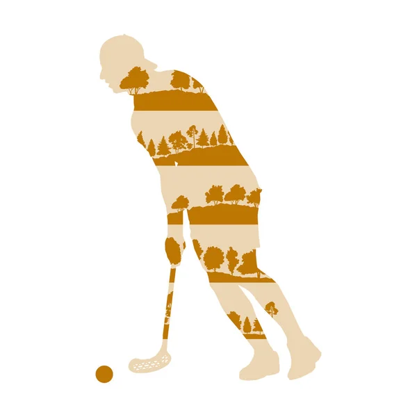 Floorball Spieler Mann Vektor Hintergrund Illustration Konzept gemacht — Stockvektor