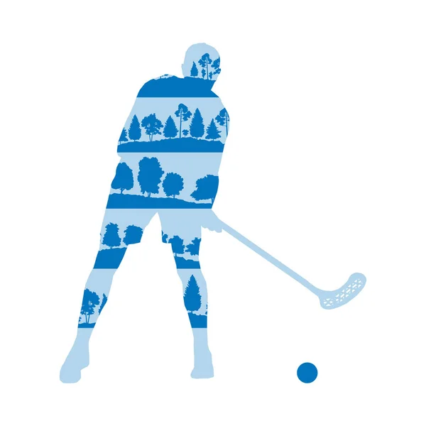 Floorball speler man vector achtergrond illustratie concept gemaakt — Stockvector