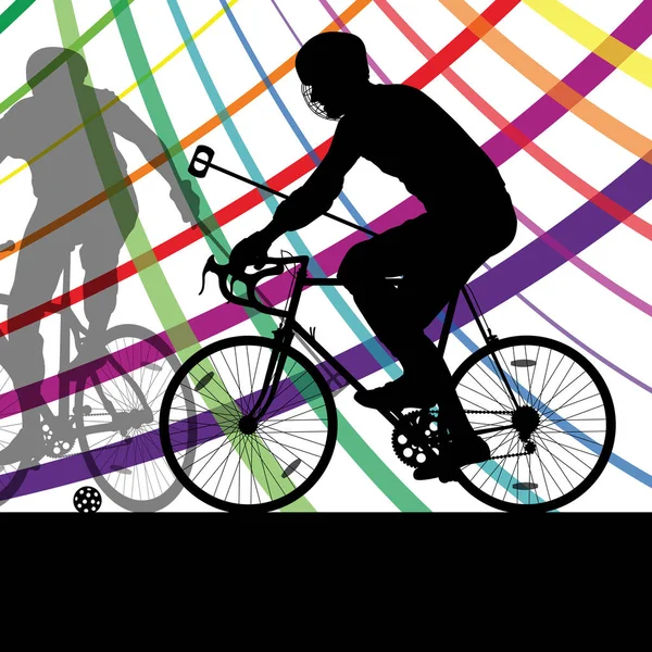 抽象的な土地で自転車ポロ選手アクティブな男性の自転車ライダー — ストックベクタ
