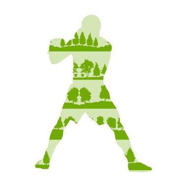 Adam vektör arka plan kavramı Orman ağaçları fragme yapılan boks