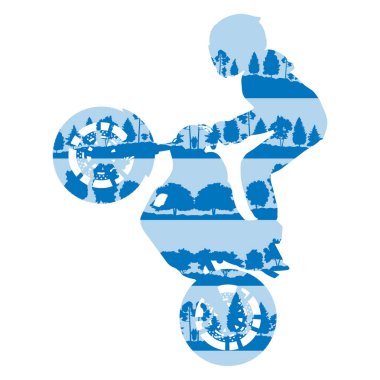 Aşırı dublör sürücü motosiklet performansı vektör arka plan co