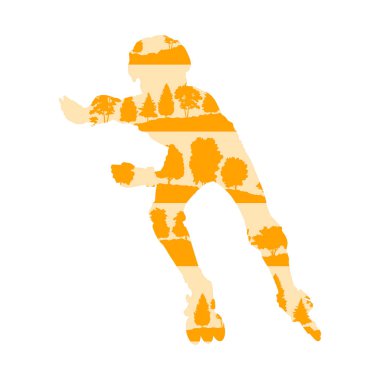 Satır içi buz pateni vektör arka plan kavramı orman yapılan fr ağaçlar