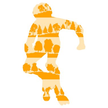 Satır içi buz pateni vektör arka plan kavramı orman yapılan fr ağaçlar