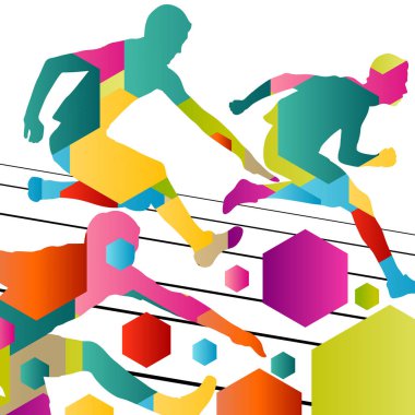 Aktif genç erkekler Atletizm Engelli bariyer silhoue çalışan spor