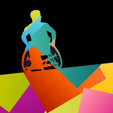 Bir tekerlekli sandalye Engelli tıbbi sağlık siluet soyut erkeklerde 