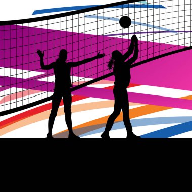 Kadınlar Voleybol oyuncu spor siluetleri arka plan
