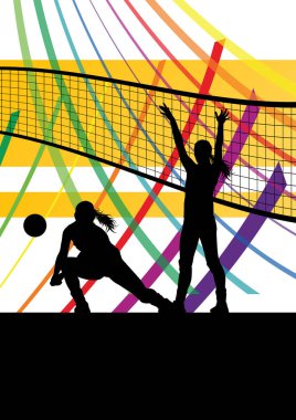 Kadınlar Voleybol oyuncu spor siluetleri arka plan
