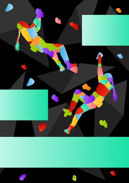 Enfants escaladeur sport fille athlètes mur d'escalade en abstr — Image vectorielle