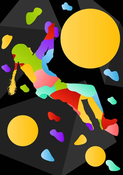 Børn rock bjergbestiger sport pige atleter klatring væg i abstr – Stock-vektor