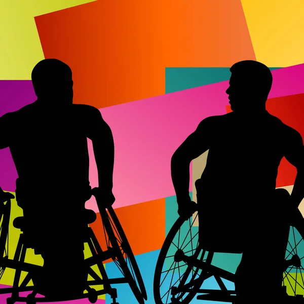 Homens em uma cadeira de rodas silhueta de saúde médica com deficiência resumo —  Vetores de Stock