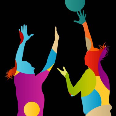 Basketbol oyuncu aktif kadın siluetleri soyut backg spor