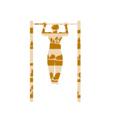 Egzersiz ile çubuk vektör arka plan kavramı anne Yüksel yapan erkek