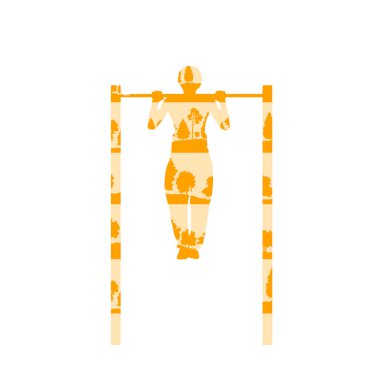 Egzersiz ile çubuk vektör arka plan kavramı anne Yüksel yapan erkek