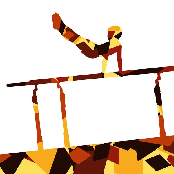 Crianças ativas menino silhueta esporte em barras paralelas em abstrac — Vetor de Stock