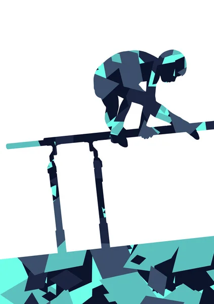 Aktiva barn pojke sport siluett på barr i abstrac — Stock vektor