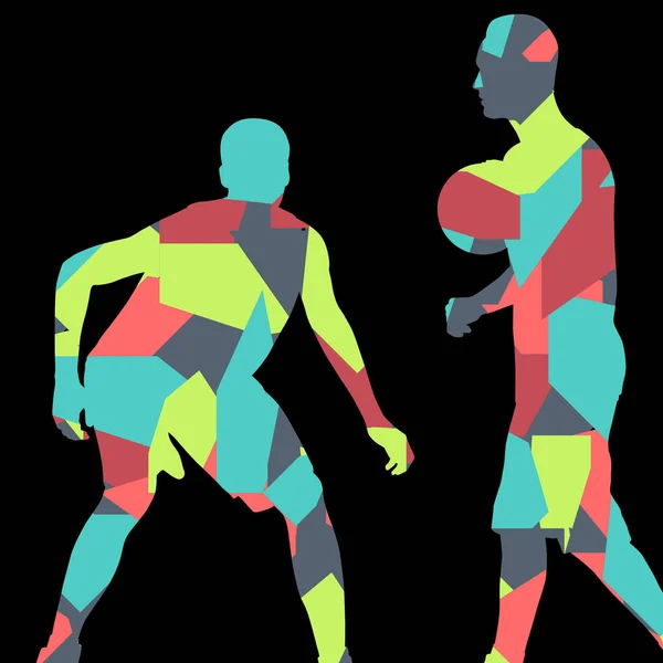 Jugadores de baloncesto joven activo deporte siluetas vector backgro — Archivo Imágenes Vectoriales