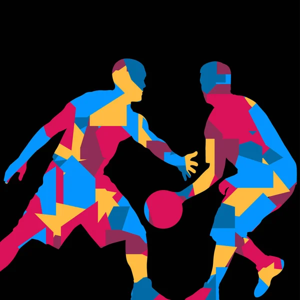 Basketbol oyuncuları genç aktif spor siluetleri vektör backgro — Stok Vektör