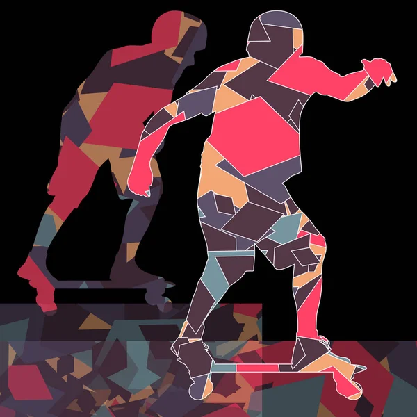 Skateboarder vector background abstract concept made of polygon — Stock Vector