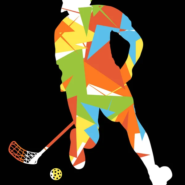 Floorball players silhouettes active and healthy sport vector ab — Stock Vector