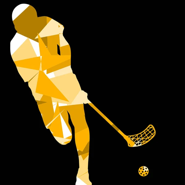 Floorball players silhouettes active and healthy sport vector ab — Stock Vector