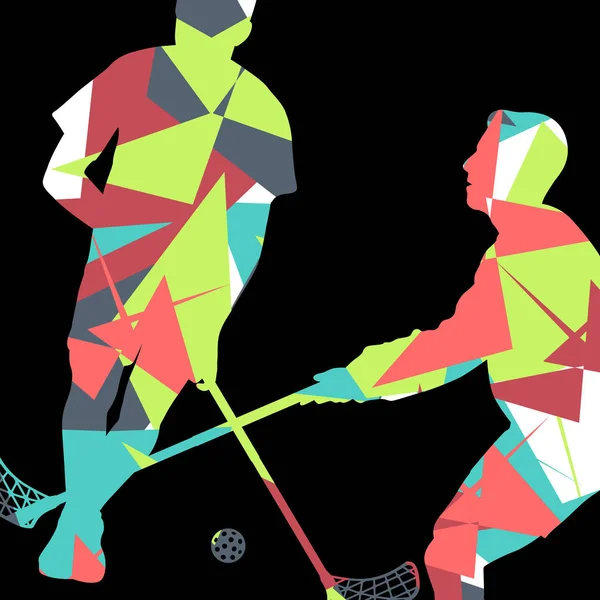 Unihockey-Spieler Silhouetten aktiven und gesunden Sport Vektor ab — Stockvektor