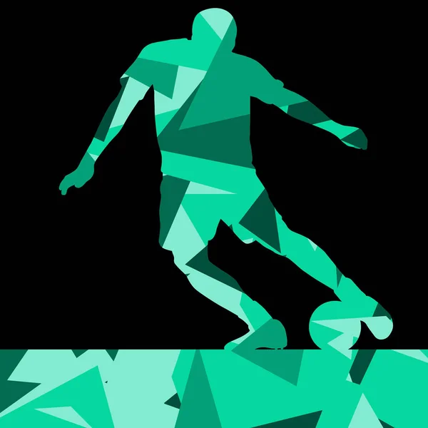 Fútbol hombres jugadores de fútbol activo deporte siluetas vector abst — Vector de stock