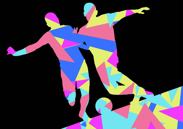 Soccer men football players active sport silhouettes vector abst