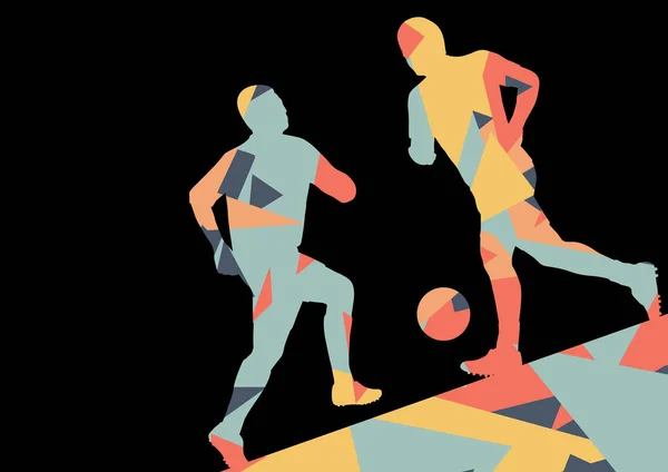 Voetbal mannen voetbal spelers actieve sport silhouetten vector abst — Stockvector